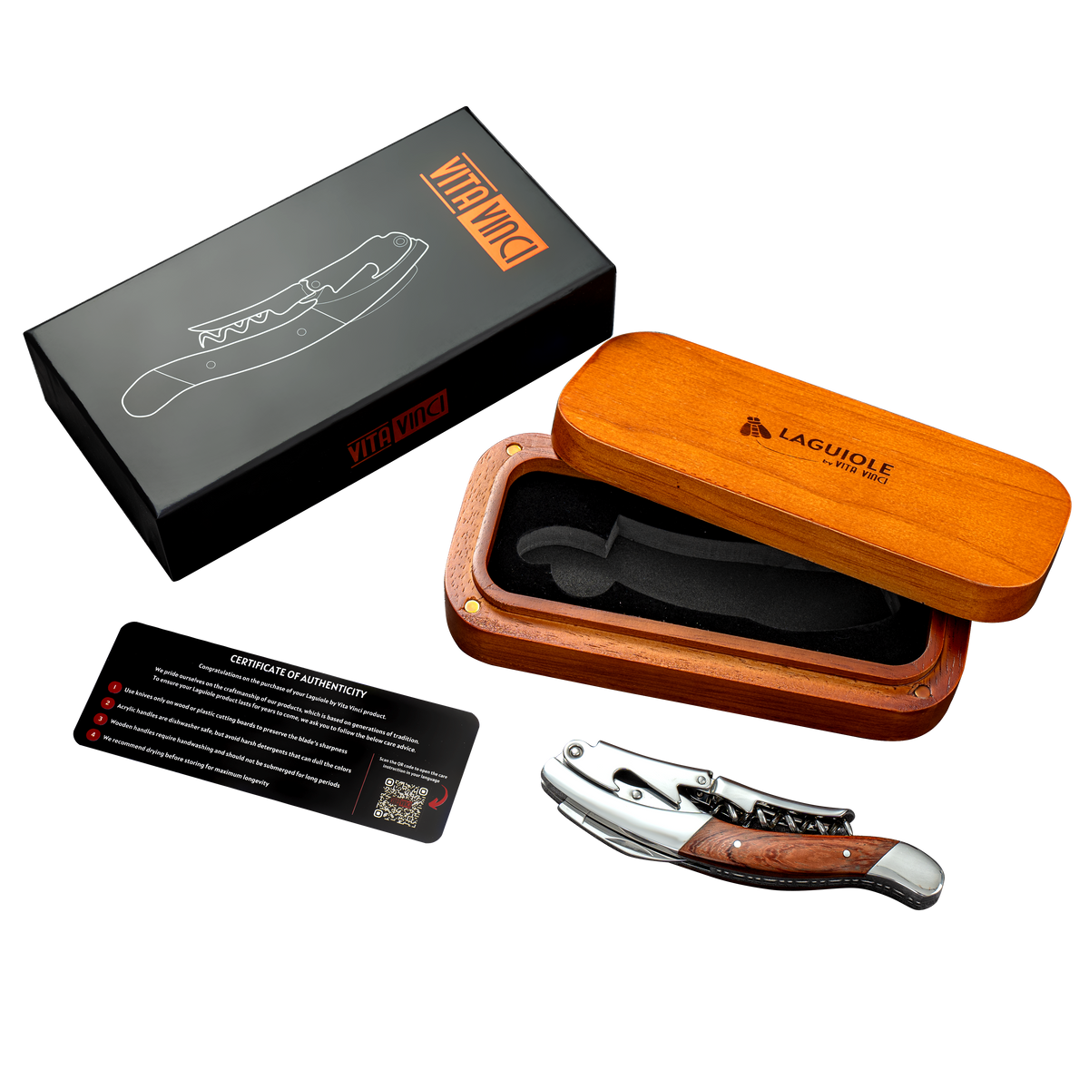 Vita Vinci Prestigio Kurkentrekker XL | Dubbel Scharnier + Houten Geschenkdoos