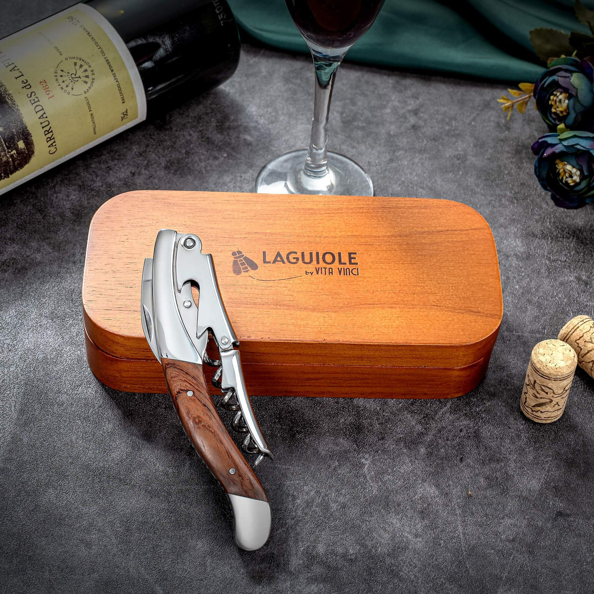 Vita Vinci Prestigio Kurkentrekker XL | Dubbel Scharnier + Houten Geschenkdoos