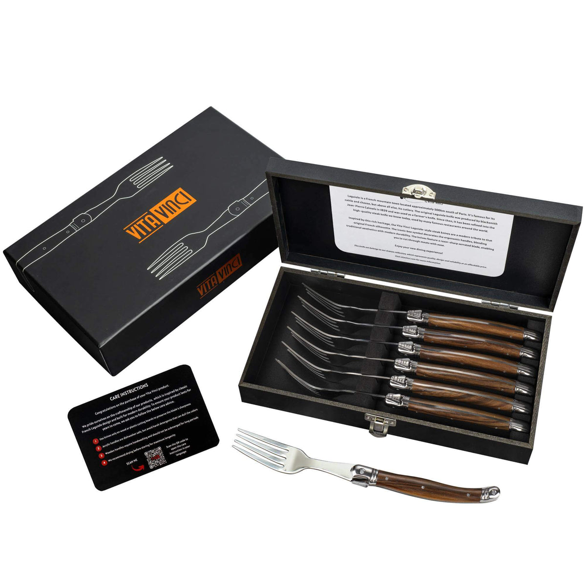 Vita Vinci Avanza Vorken Set (6-delig) - Donker Hout