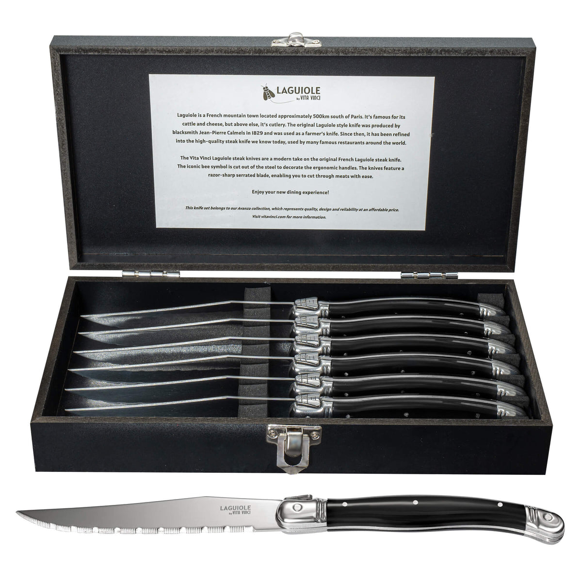 Vita Vinci Avanza Steakmessen Set (6-delig) - Zwart