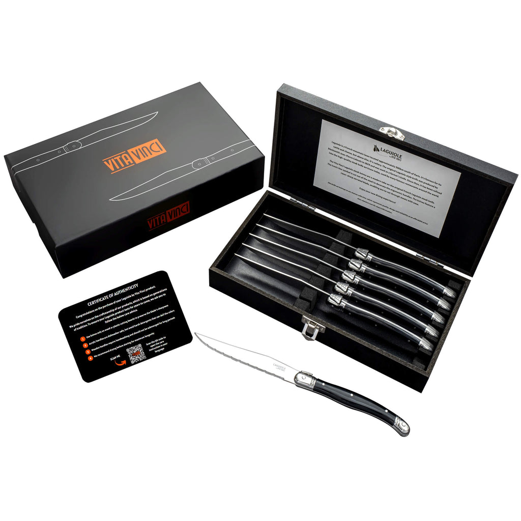 Vita Vinci Avanza Steakmessen Set (6-delig) - Zwart