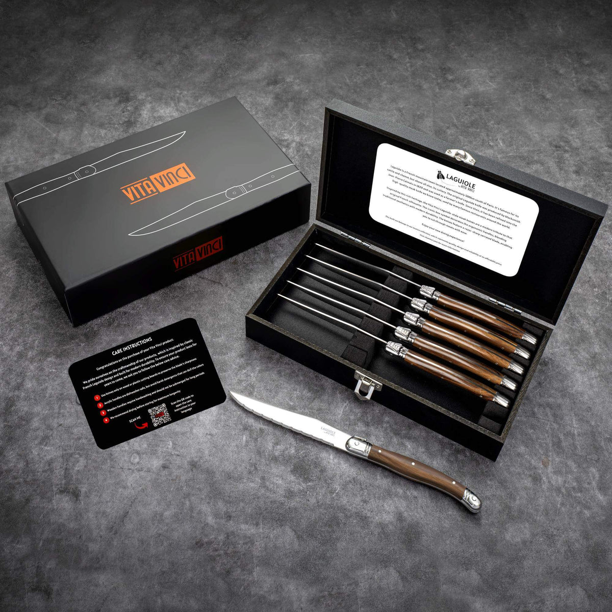 Vita Vinci Avanza Steakmessen Set (6-delig) - Donker Hout