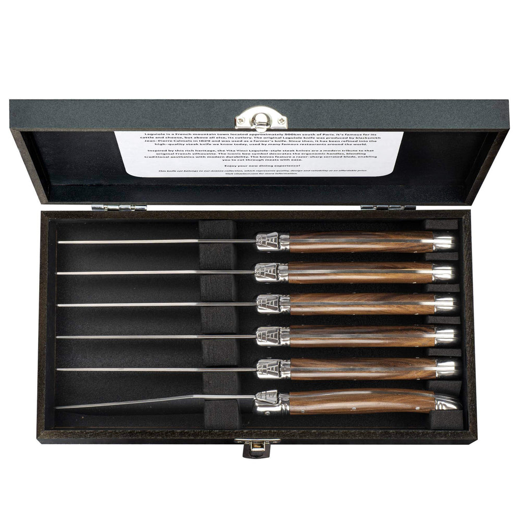 Vita Vinci Avanza Steakmessen Set (6-delig) - Donker Hout