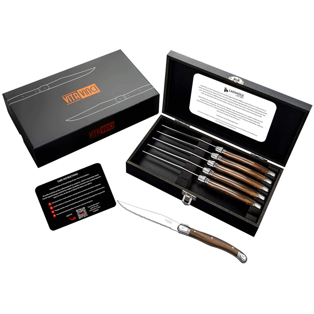 Vita Vinci Avanza Steakmessen Set (6-delig) - Donker Hout
