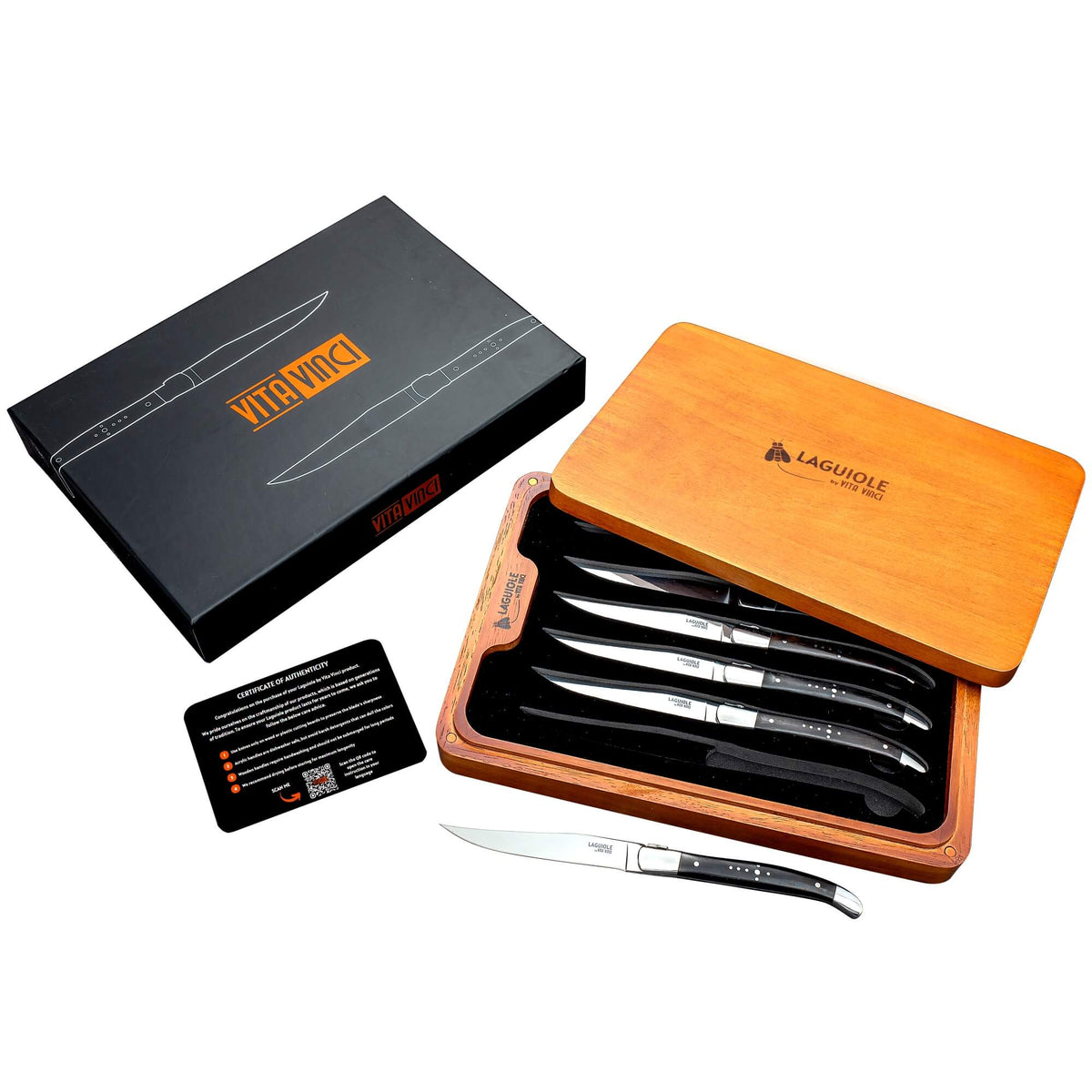 Vita Vinci Prestigio Steakmessen Set (6-delig) - Ebbenhout