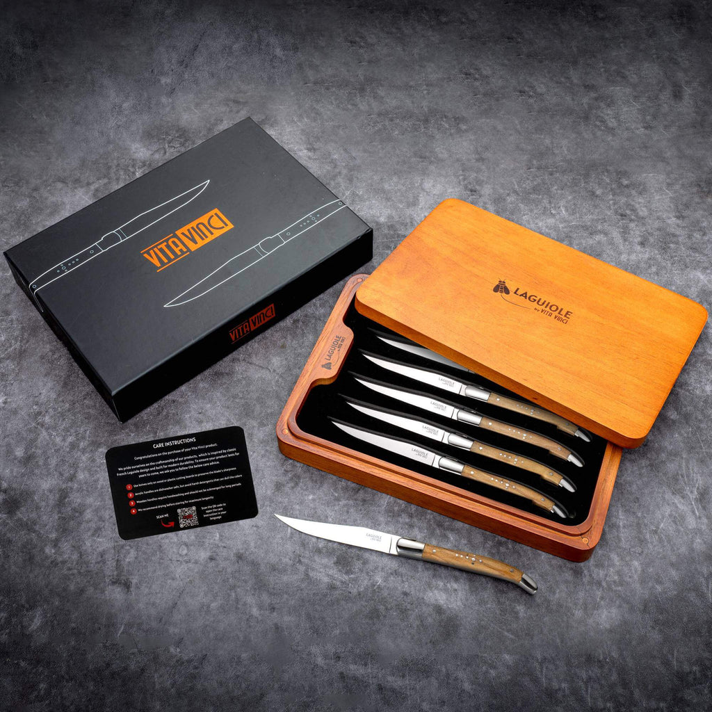 Prestigio Steakmessen (6-delig) – Olijfhout