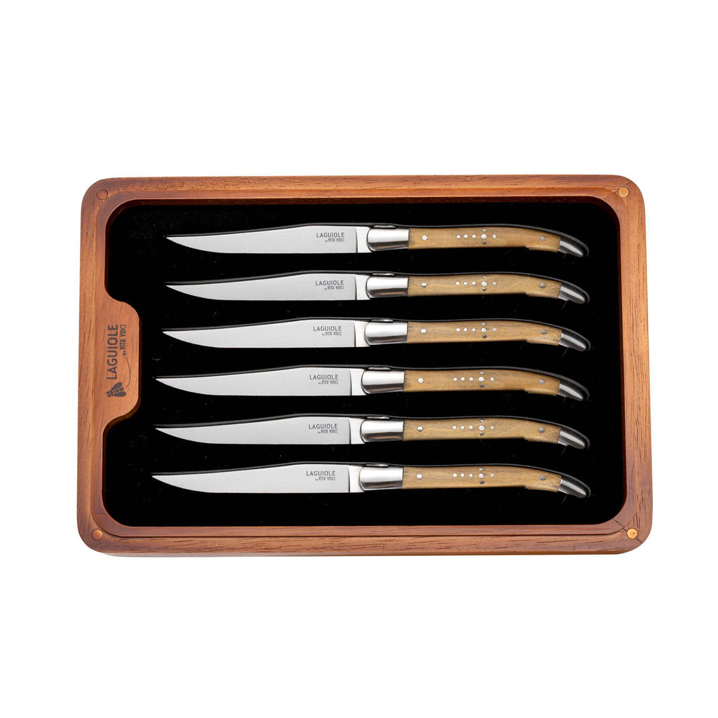 Vita Vinci Prestigio Steakmessen Set (6-delig) - Olijfhout