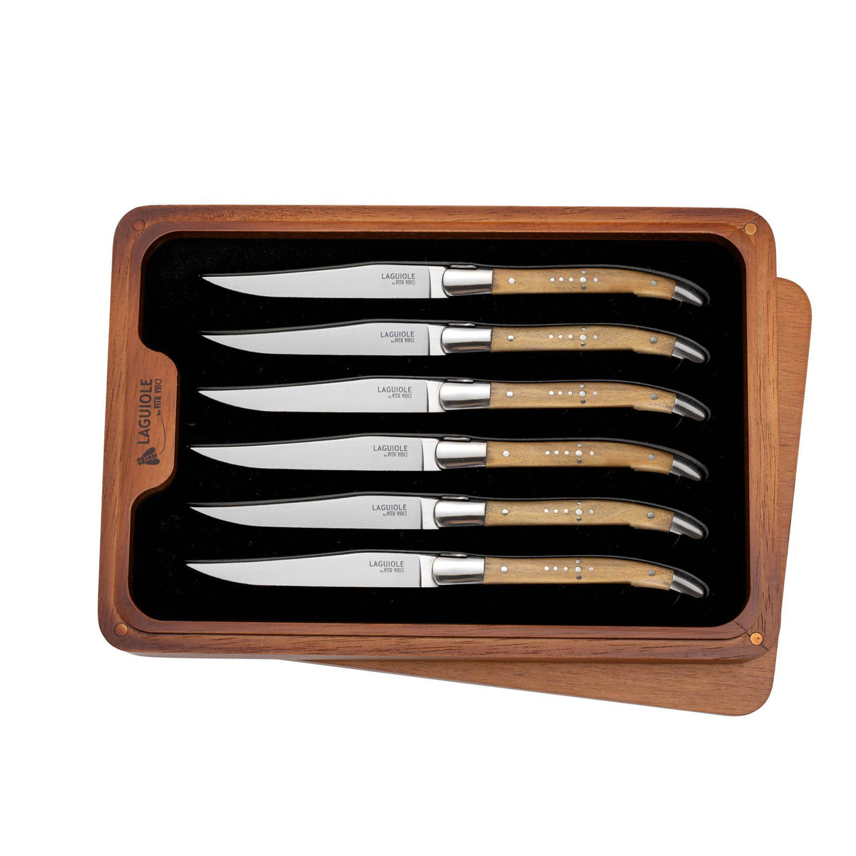 Vita Vinci Prestigio Steakmessen Set (6-delig) - Olijfhout