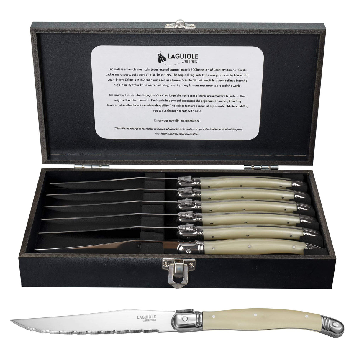Vita Vinci Avanza Steakmessen Set (6-delig) - Parelmoer Wit