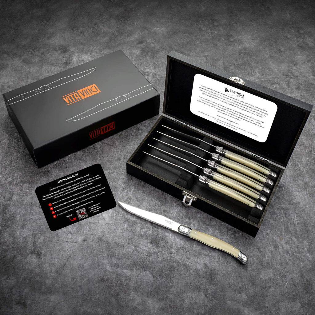 Vita Vinci Avanza Steakmessen Set (6-delig) - Parelmoer Wit