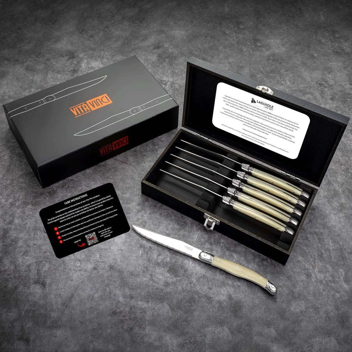 Vita Vinci Avanza Steakmessen Set (6-delig) - Parelmoer Wit