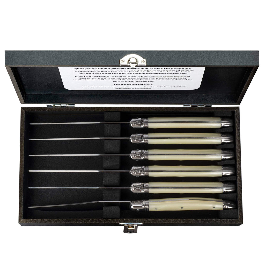 Avanza Steakmessen (6-delig) – Parelmoer wit