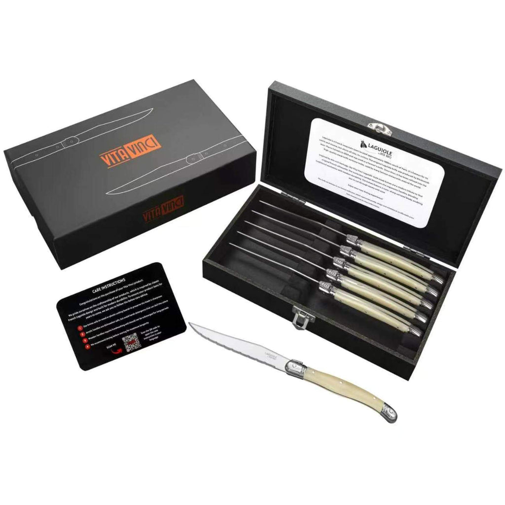 Avanza Steakmessen (6-delig) – Parelmoer wit