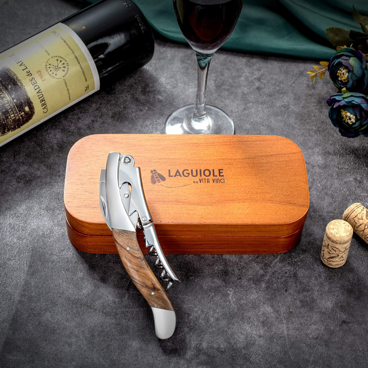 Vita Vinci Prestigio Kurkentrekker XL | Dubbel Scharnier + Houten Geschenkdoos